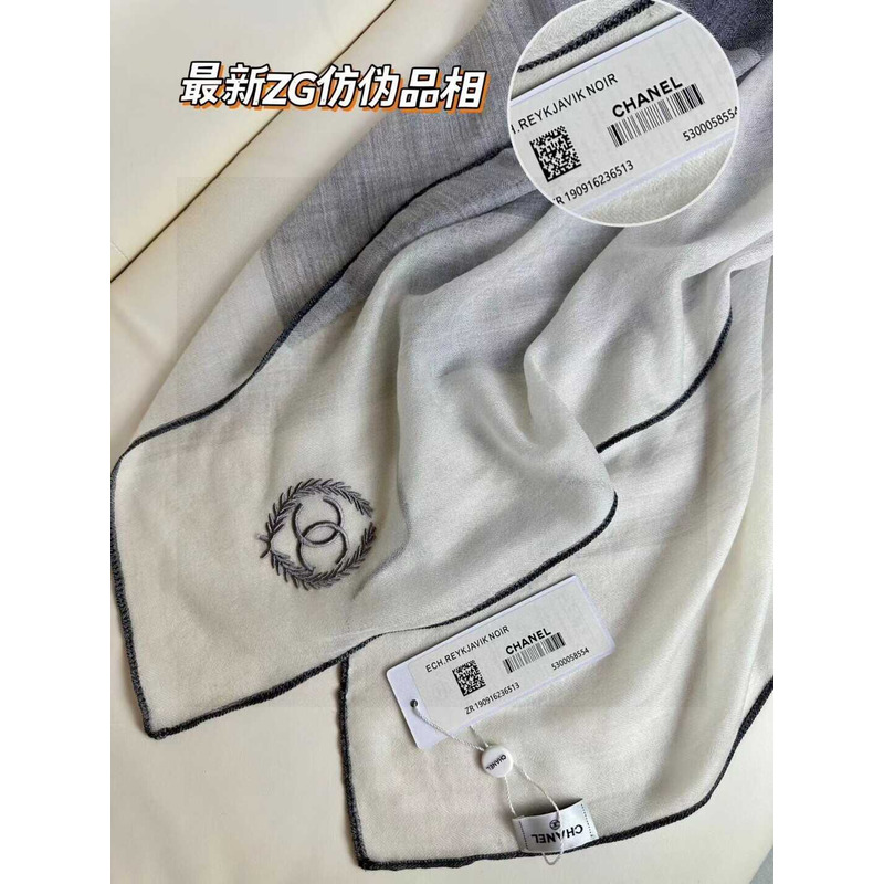Ch*el cashmere scarf grey