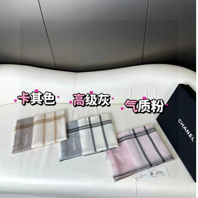 Ch*el cashmere scarf pink