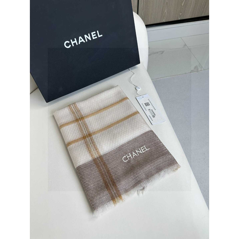 Ch*el cashmere scarf beige