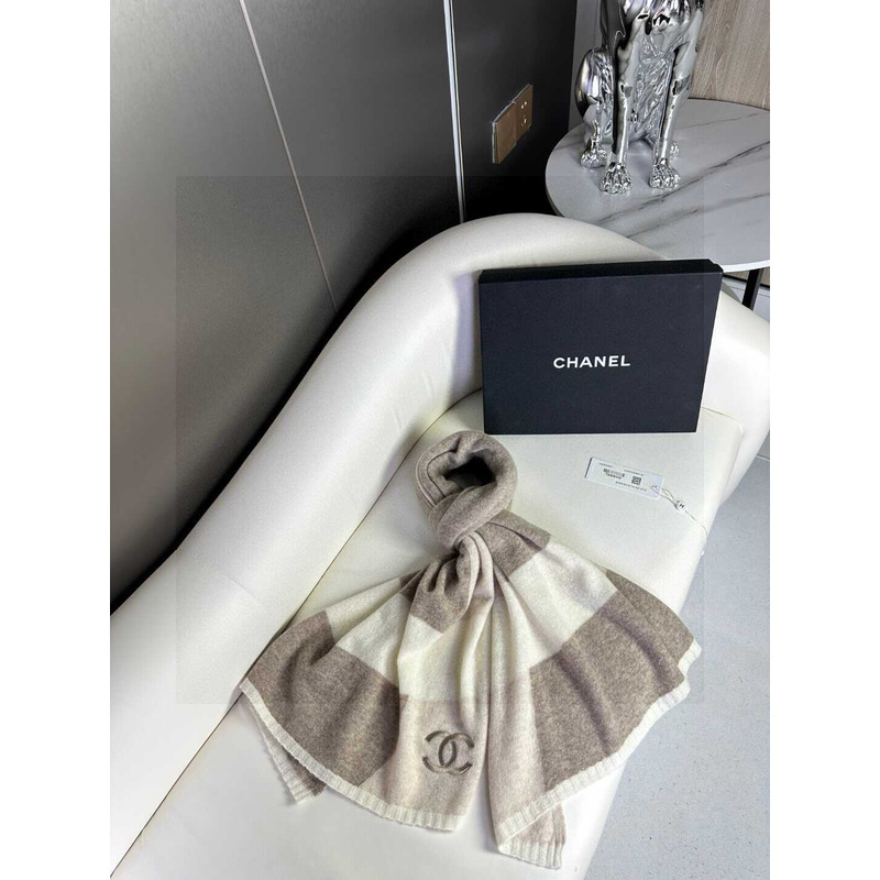 Ch*el cashmere scarf beige