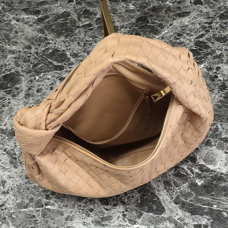 Bo*te*ga ve*ne*ta small jodie intrecciato leather shoulder bag almond