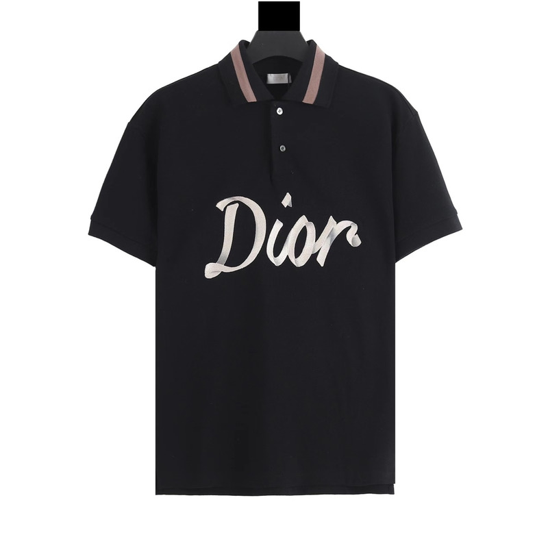 D*or cotton polo shirt in black