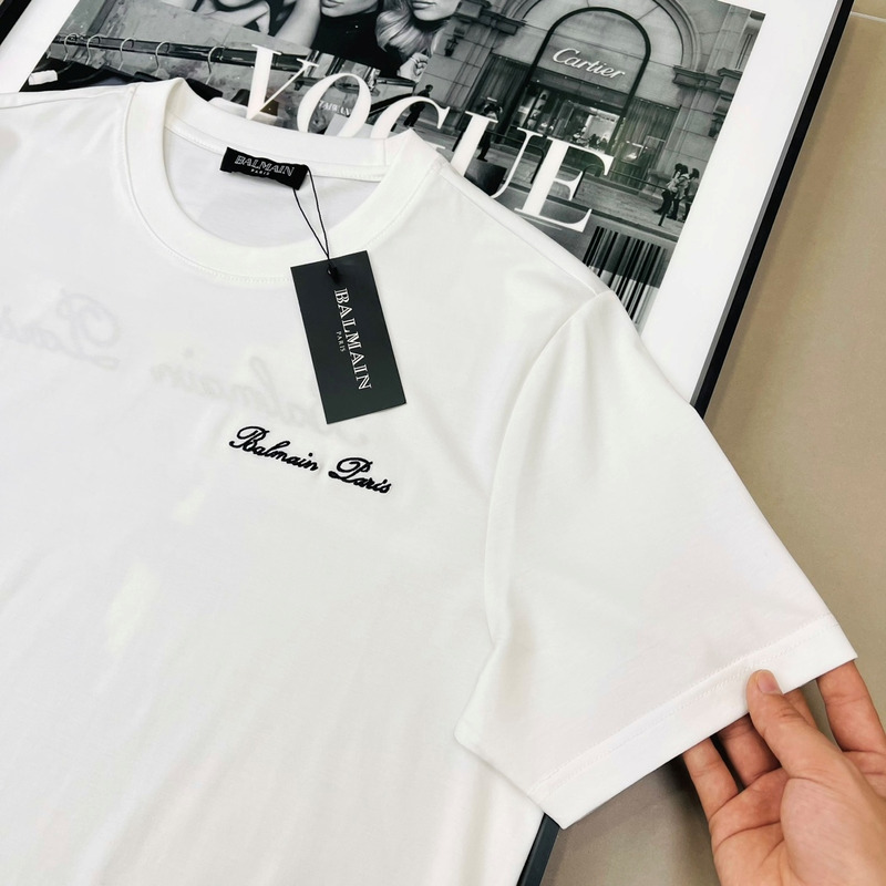 Balmain logo-embroidered cotton T-shirt White