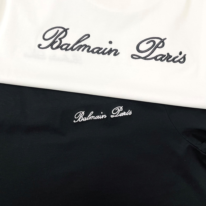 Balmain logo-embroidered cotton T-shirt White