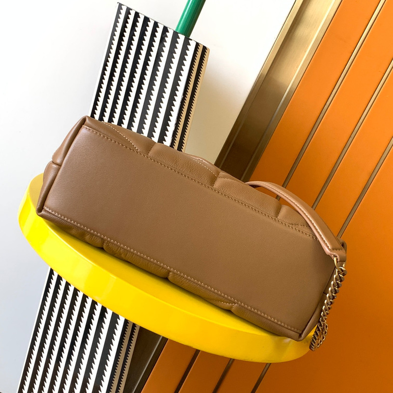 Saint Laurent Loulou Puffer Quilted Shoulder Bag Brown