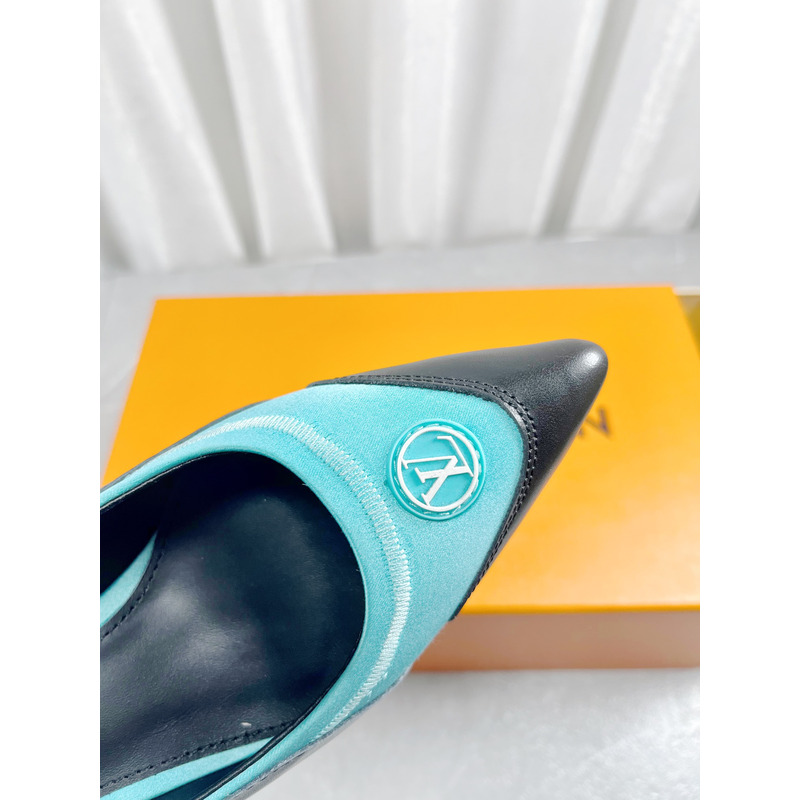 l**is V*t*n archlight slingback pumps leather and fabric