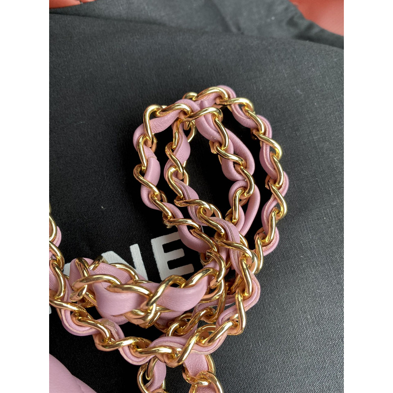 ch*el classic flap bag sheepskin Di*m*nd chain classic flap bag gold buckle cherry blossom pink