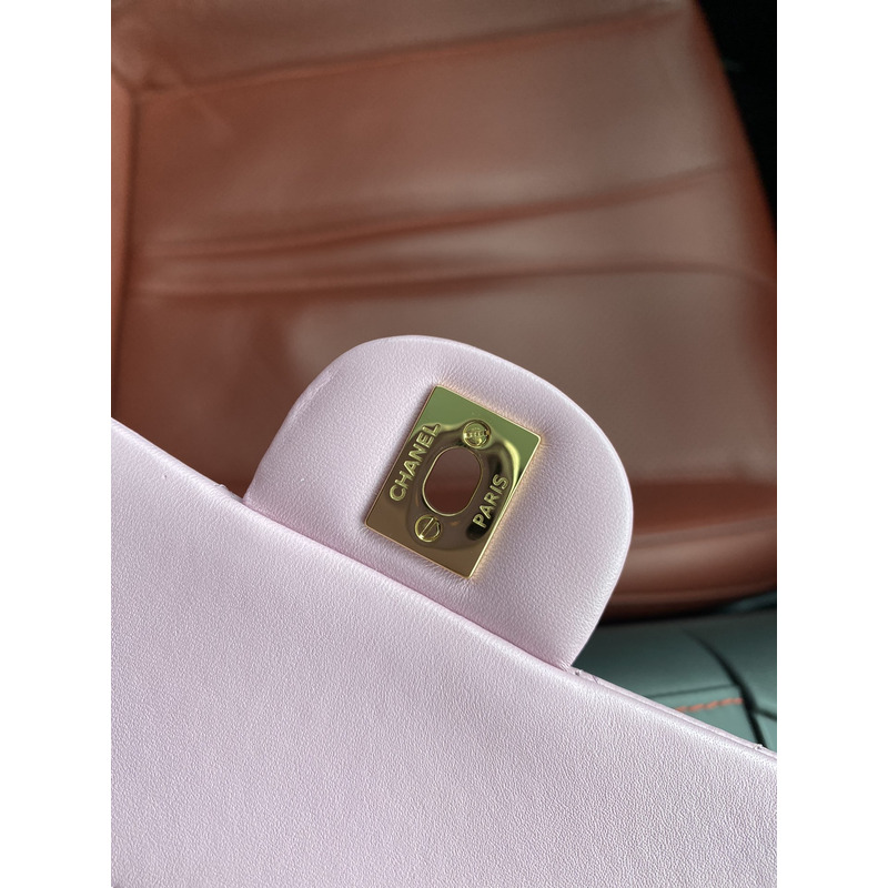 ch*el classic flap bag sheepskin Di*m*nd chain classic flap bag gold buckle cherry blossom pink