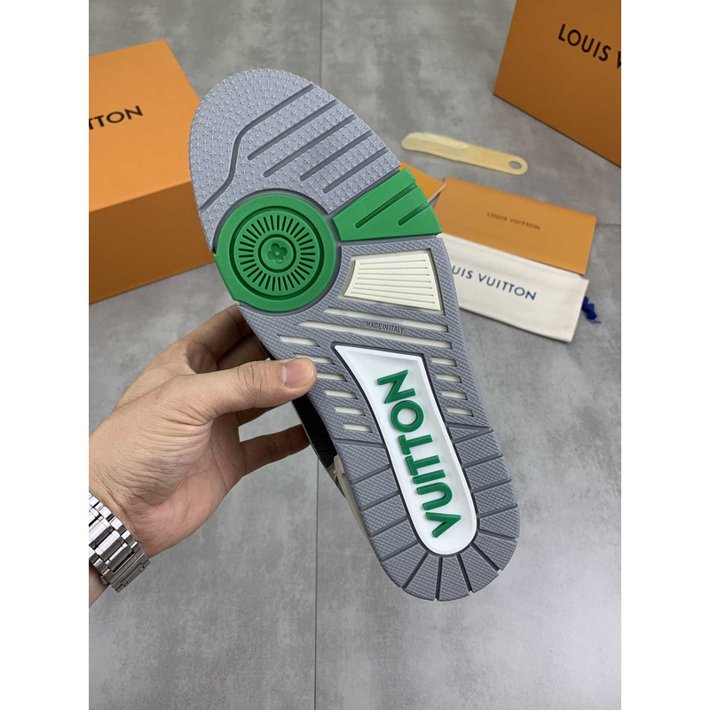 l**is V*t*n lv trainer monogram strap black white green