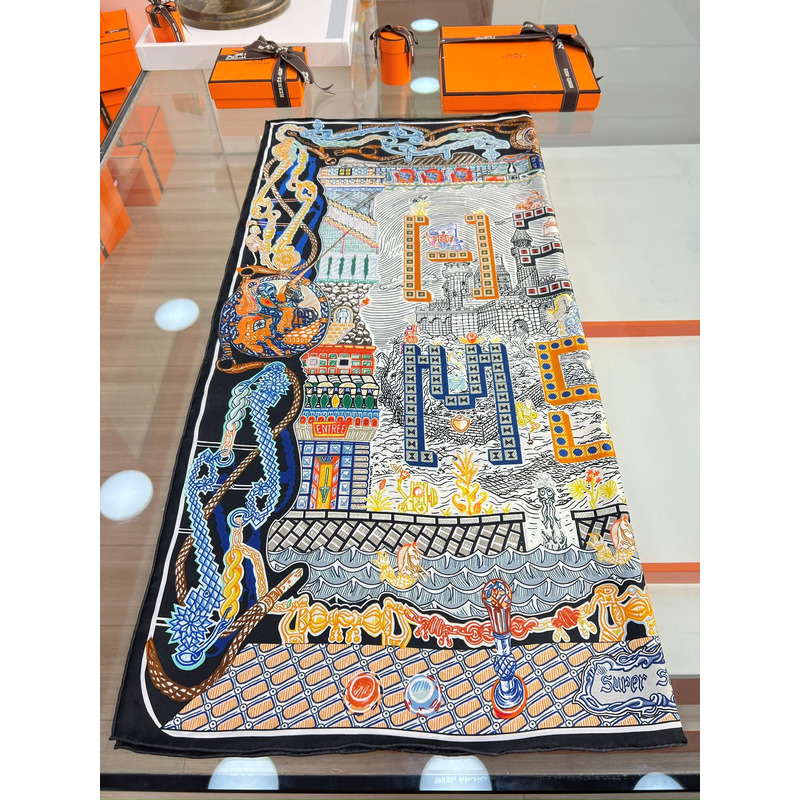 H**mes silk scarf multi color