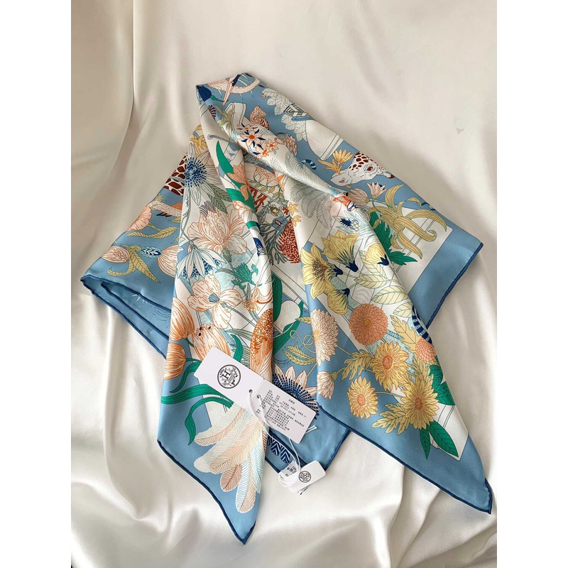 H**mes silk scarf blue