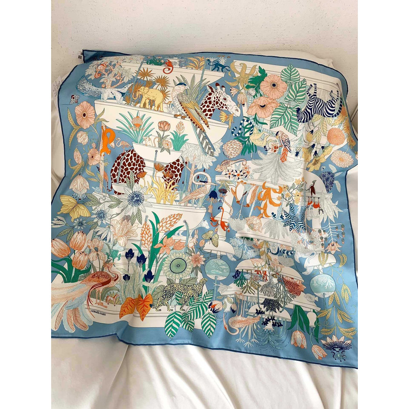 H**mes silk scarf blue