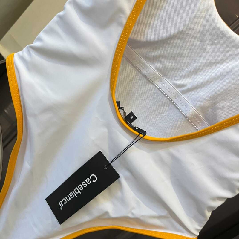 Casablanca Flag Logo One-Piece Swimsuit in White at Nordstrom