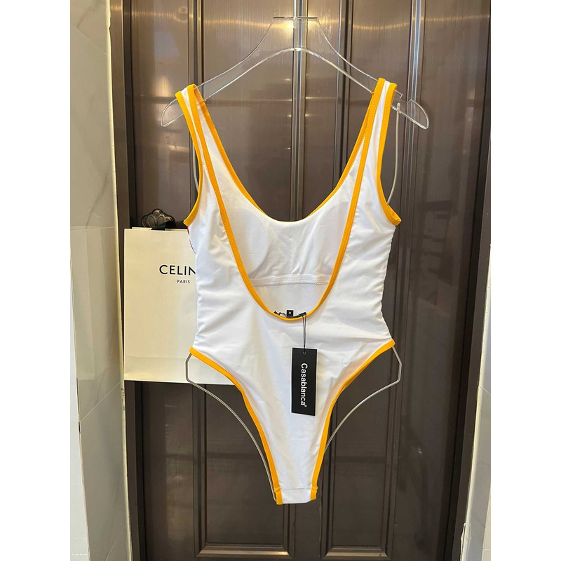 Casablanca Flag Logo One-Piece Swimsuit in White at Nordstrom