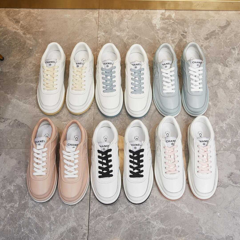 Ch*el sneaker calfskin yellow and white