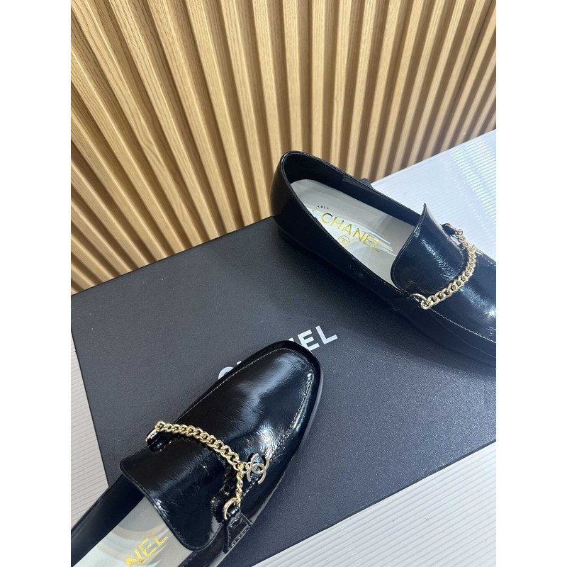 Ch*el moccasins calfskin & metal black