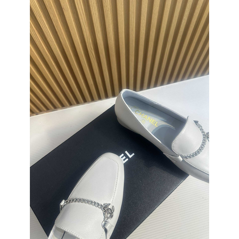 Ch*el moccasins calfskin & metal gray