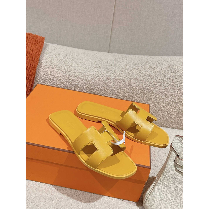 H**mes oran h sandals slippers classic yellow jaune citron