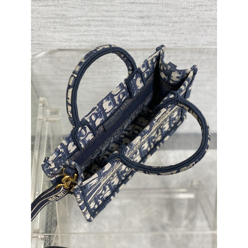 D*or mini book tote blue D*or oblique embroidery