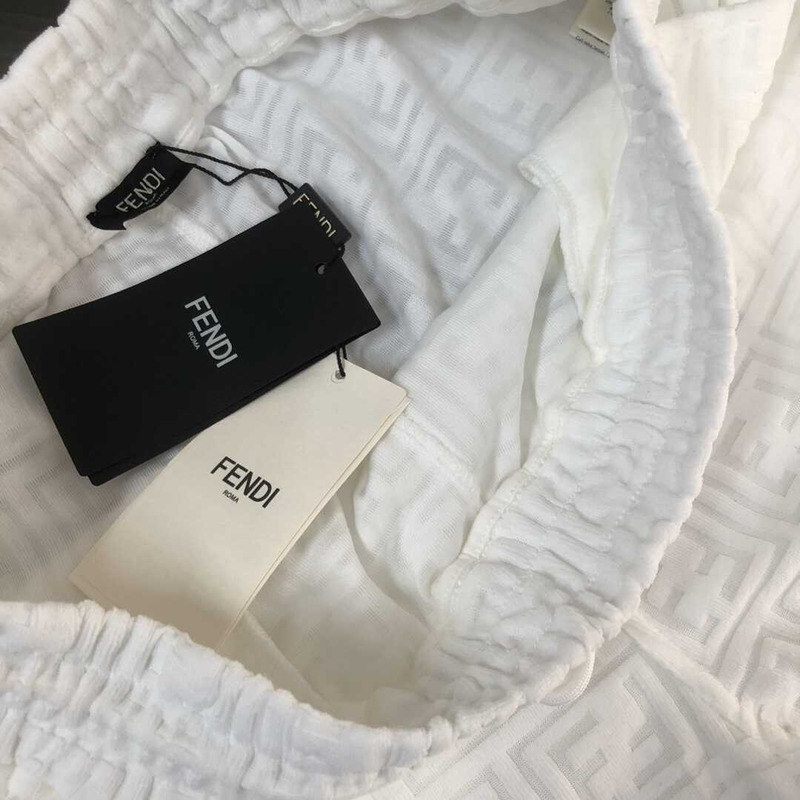 F**di milk velour monogram embossed cotton blend suit shorts white