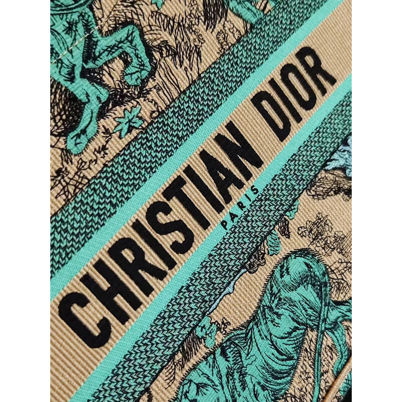 D*or medium D*oriviera D*or book tote embroidery beige and blue