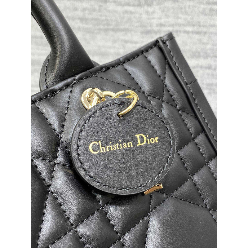 D*or small D*or book tote macrocannage calfskin black