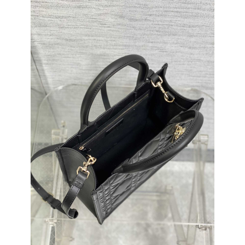 D*or small D*or book tote macrocannage calfskin black