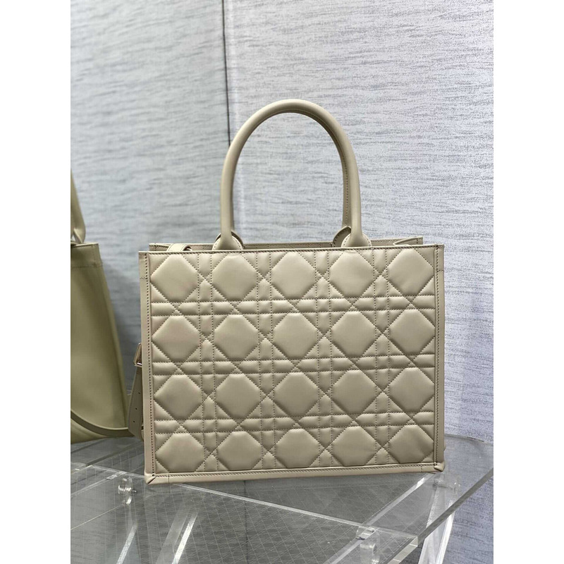 D*or medium D*or book tote beige macrocannage calfskin