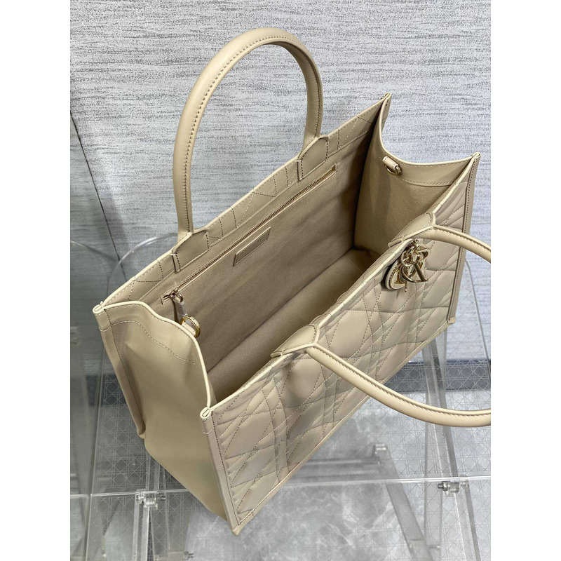 D*or medium D*or book tote beige macrocannage calfskin