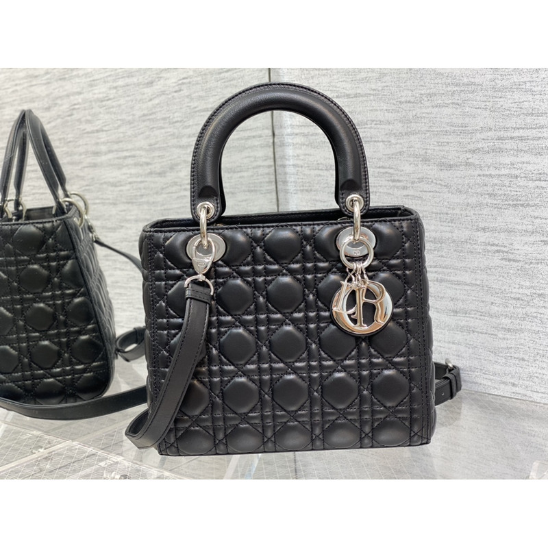 D*or medium lady D*or bag cannage lambskin black