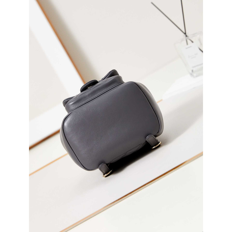 Ch*el small backpa calfskin & gold-tone metal gray