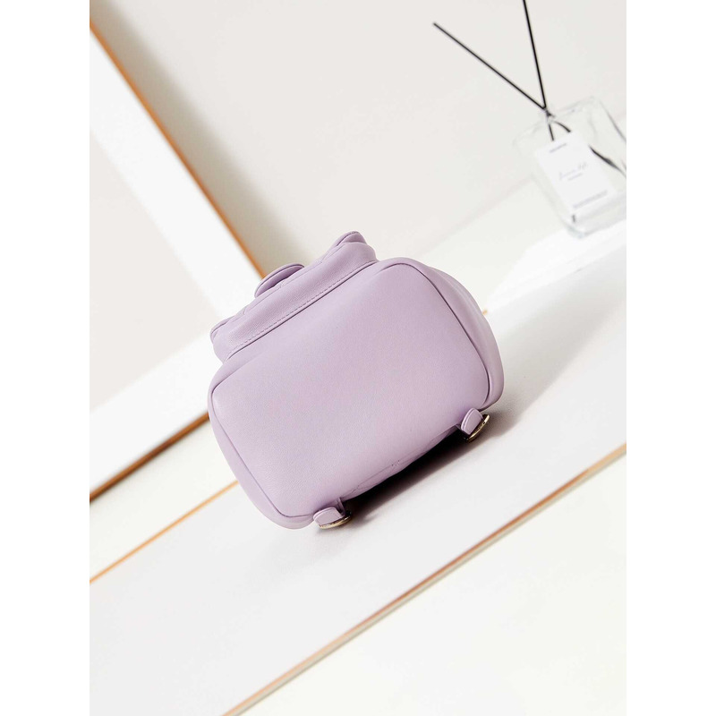 Ch*el small backpa calfskin & gold-tone metal purple