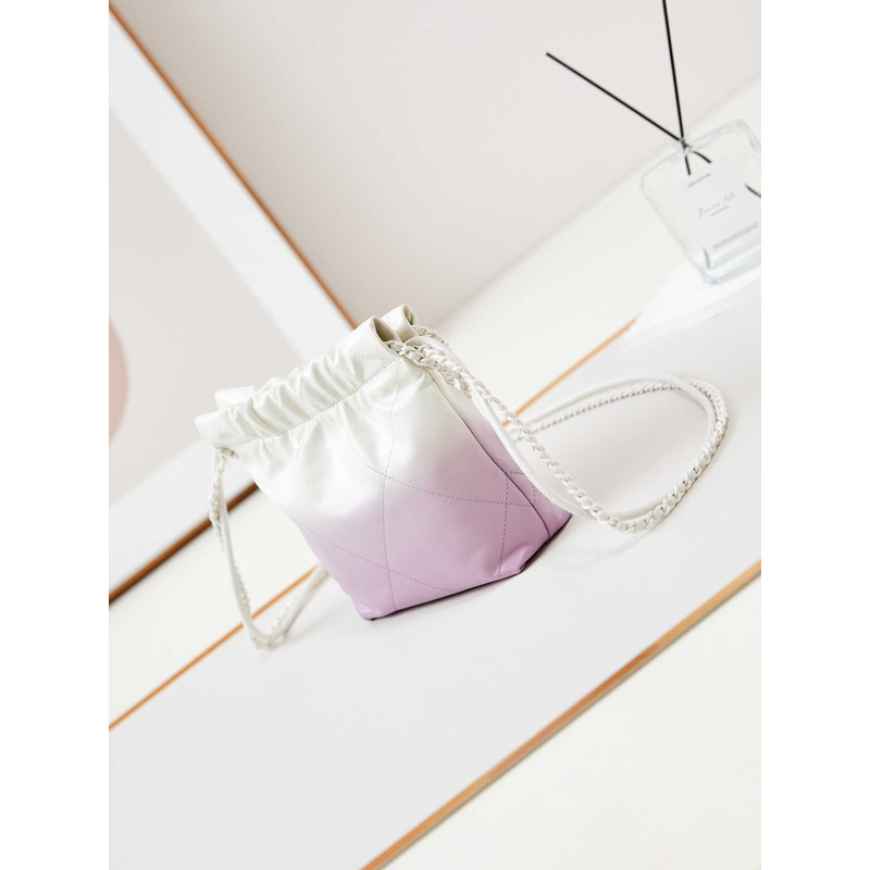 Ch*el handbag patent gradient calfskin & lacquered metal white & purple