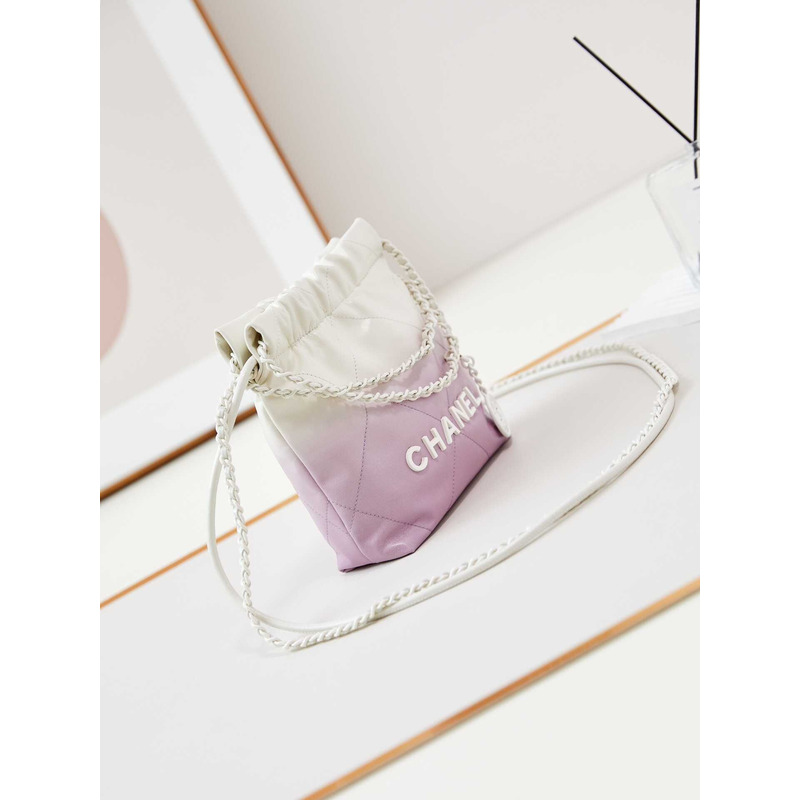 Ch*el handbag patent gradient calfskin & lacquered metal white & purple