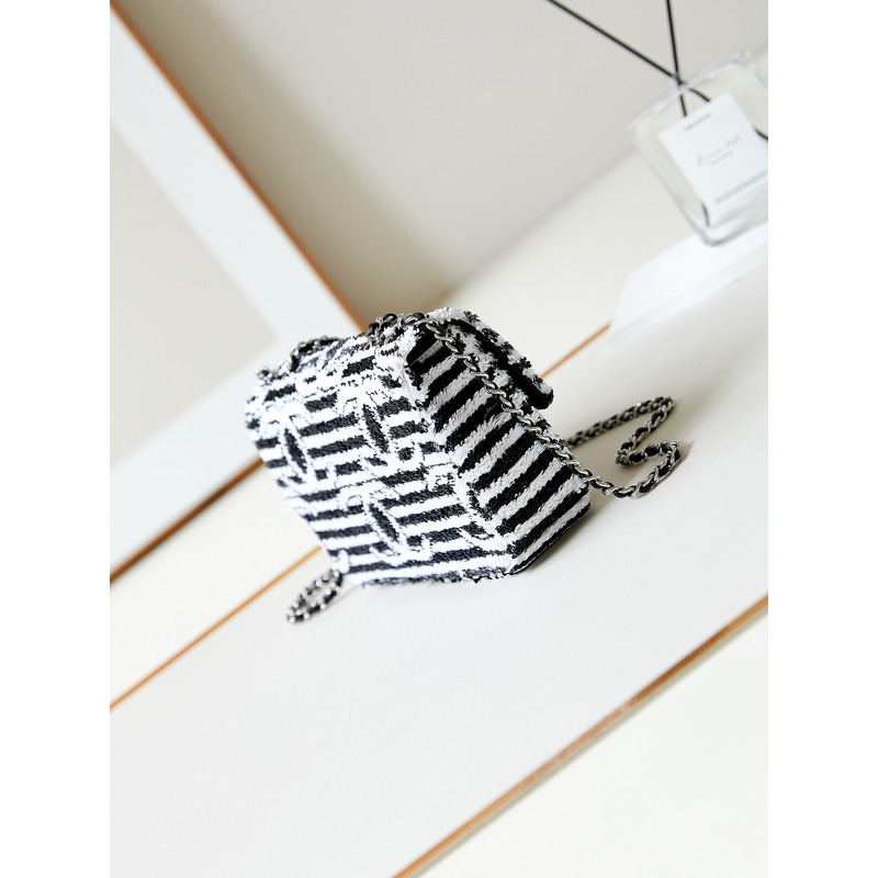 Ch*el small flap bag sequins black & white