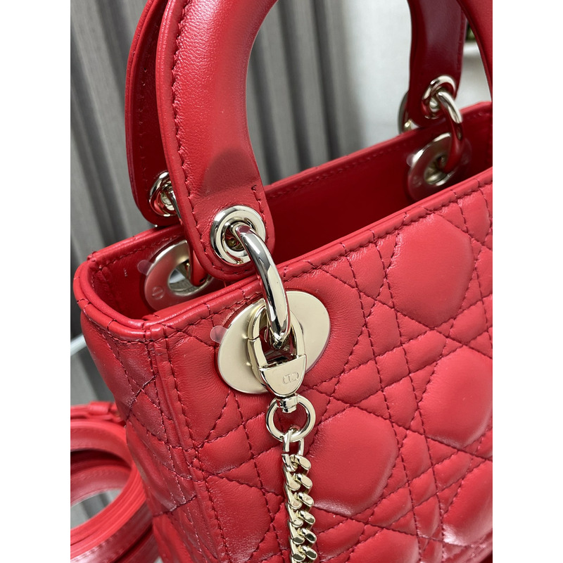 D*or lambskin cannage mini lady D*or red