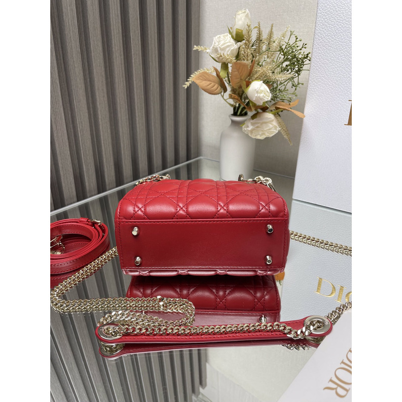 D*or lambskin cannage mini lady D*or red