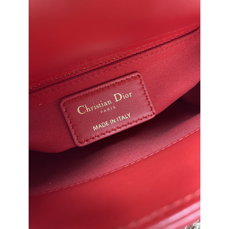 D*or lambskin cannage mini lady D*or red