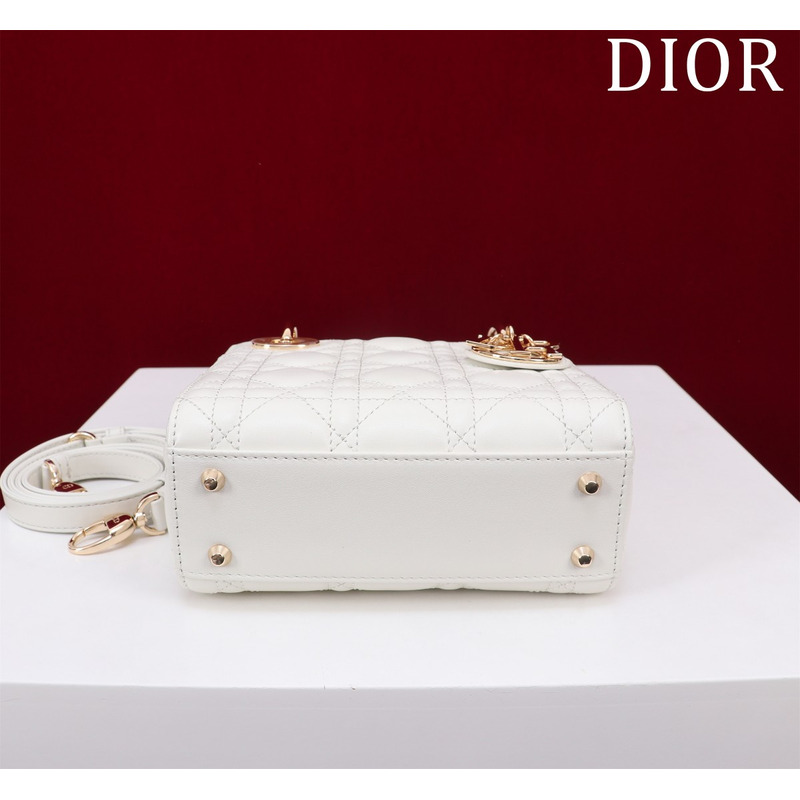 D*or mini lady D*or bag latte cannage lambskin