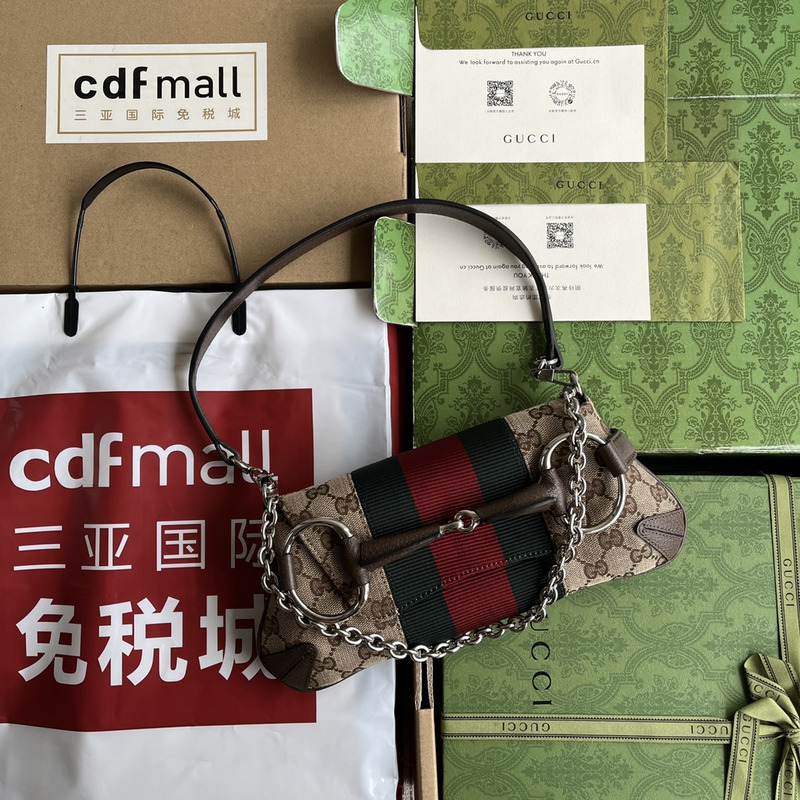 G*u*i horsebit chian small shoulder bag beige