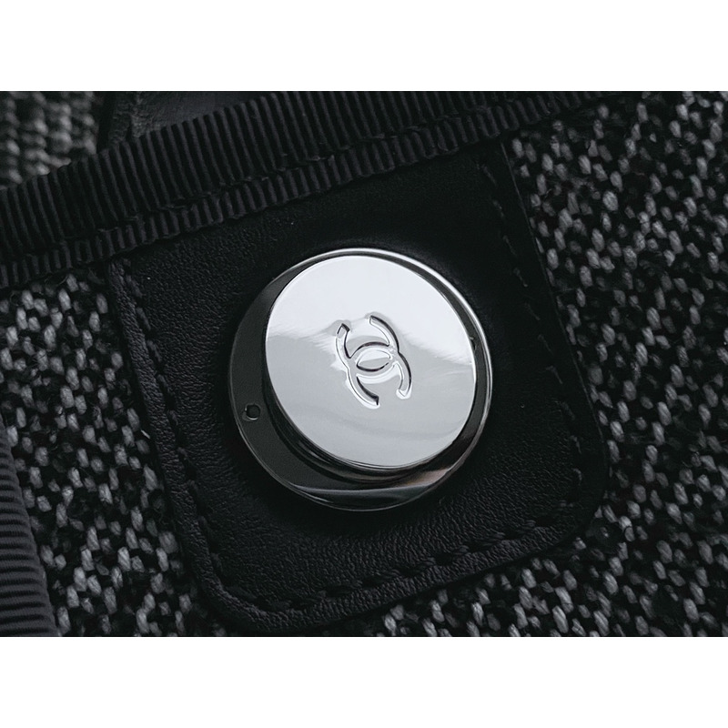 Ch*el deauville chain tote bag in gray/black