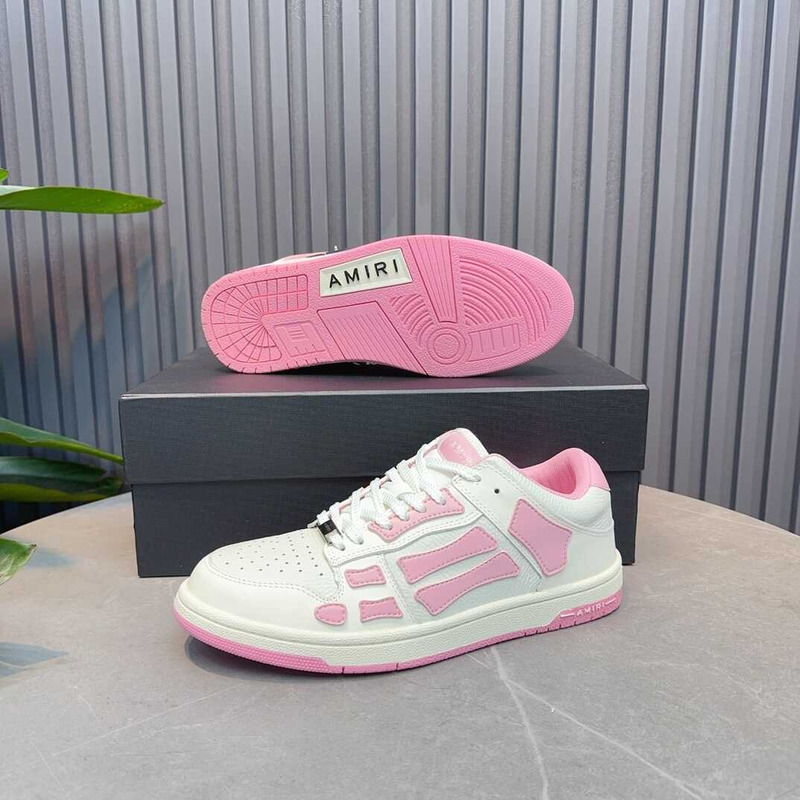 AMIRI White Pink Skeleton Sneakers