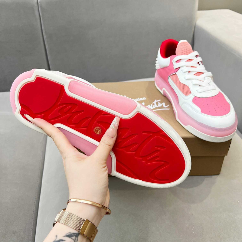 Ch**an louboutin astroloubi lace-up sneakers white pink