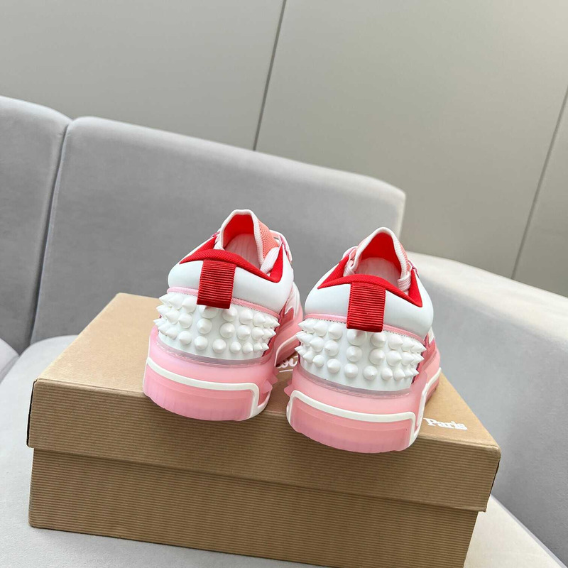 Ch**an louboutin astroloubi lace-up sneakers white pink