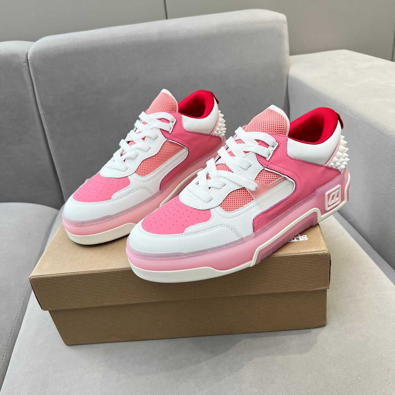 Ch**an louboutin astroloubi lace-up sneakers white pink