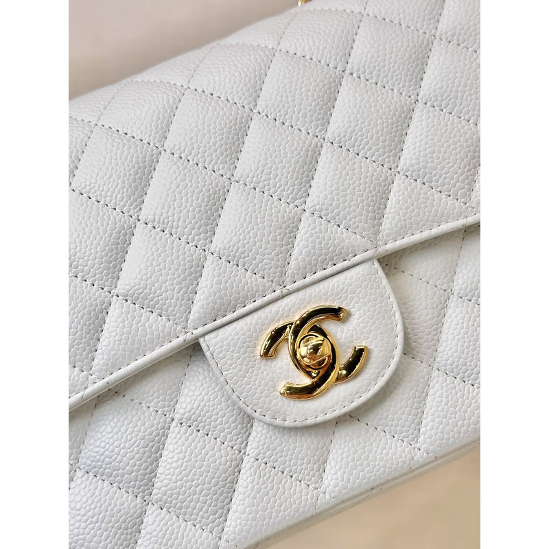 Ch*el classic flap bag white med