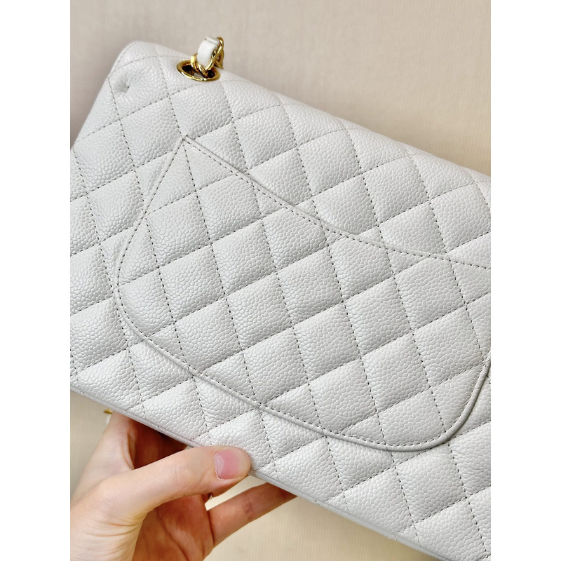 Ch*el classic flap bag white med