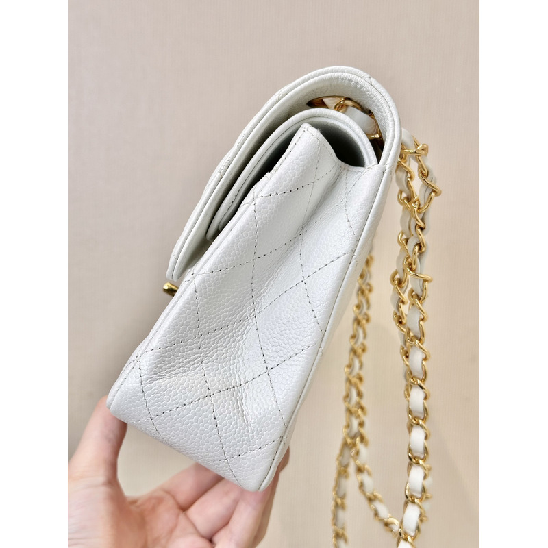 Ch*el classic flap bag white med