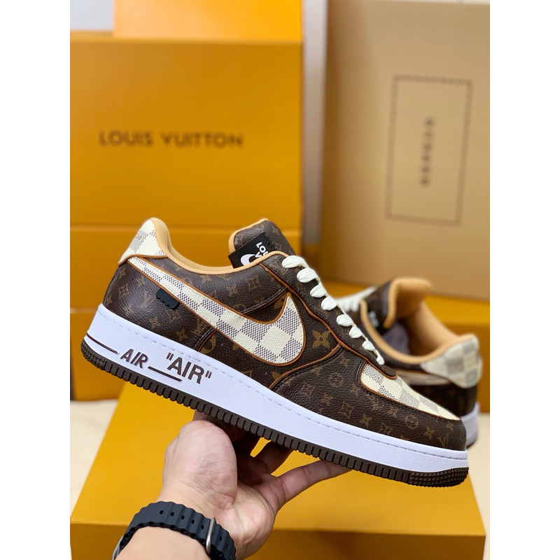 l**is V*t*n x airjordan 1 x virgil abloh brwon sneaker