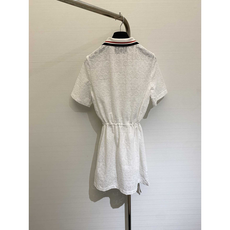G*u*i cotton lace polo dress white